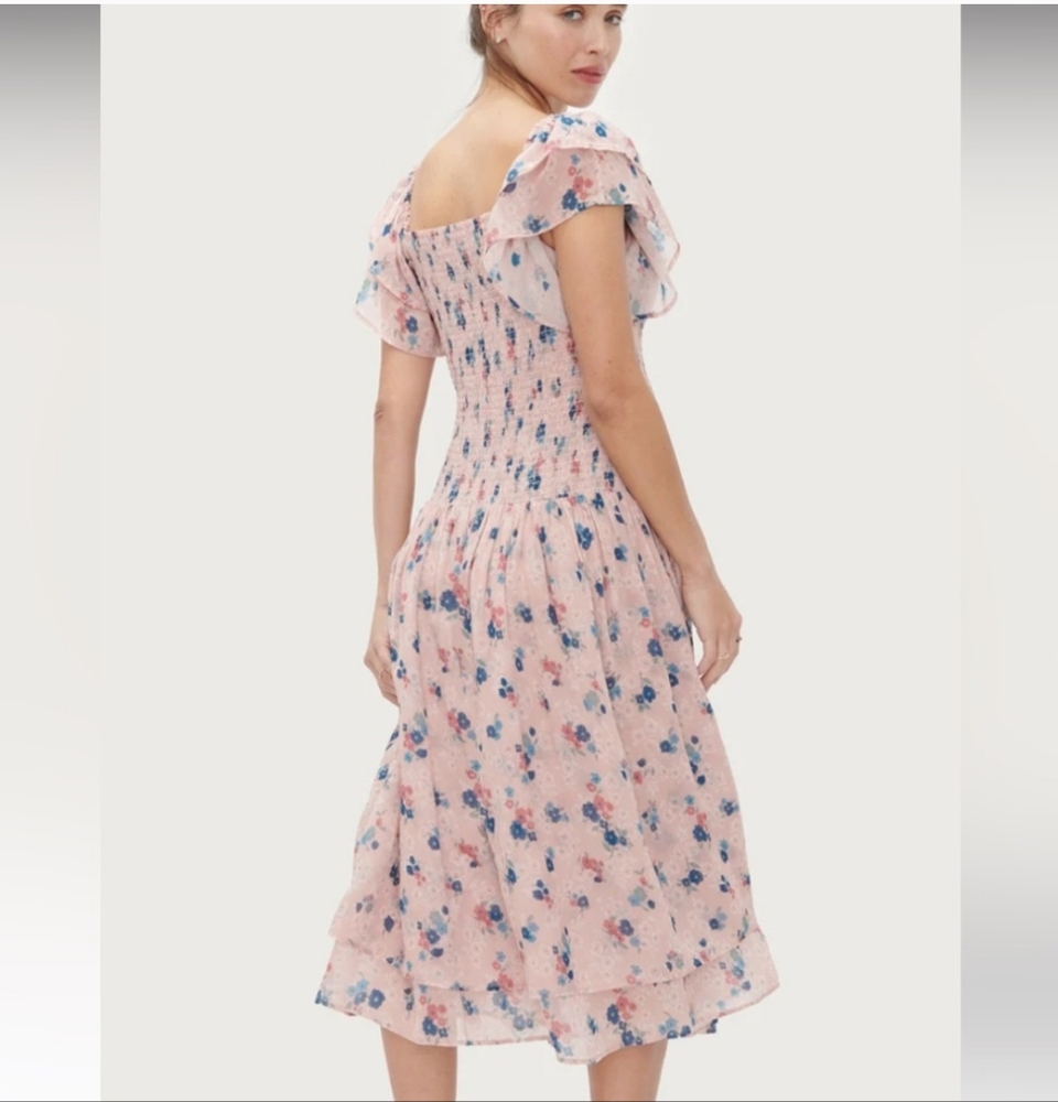 HATCH Maternity Cosette Floral Smocked Dress Baby Shower Party Ruffle Pink XS - Picture 6 of 13